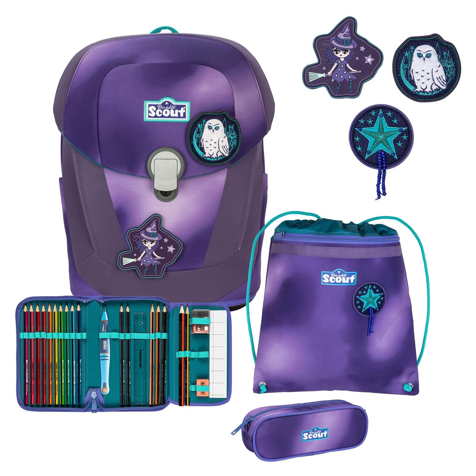 SCOUT Schulranzen Superflash Sunny II Set 4-teilig Purple Magic violett