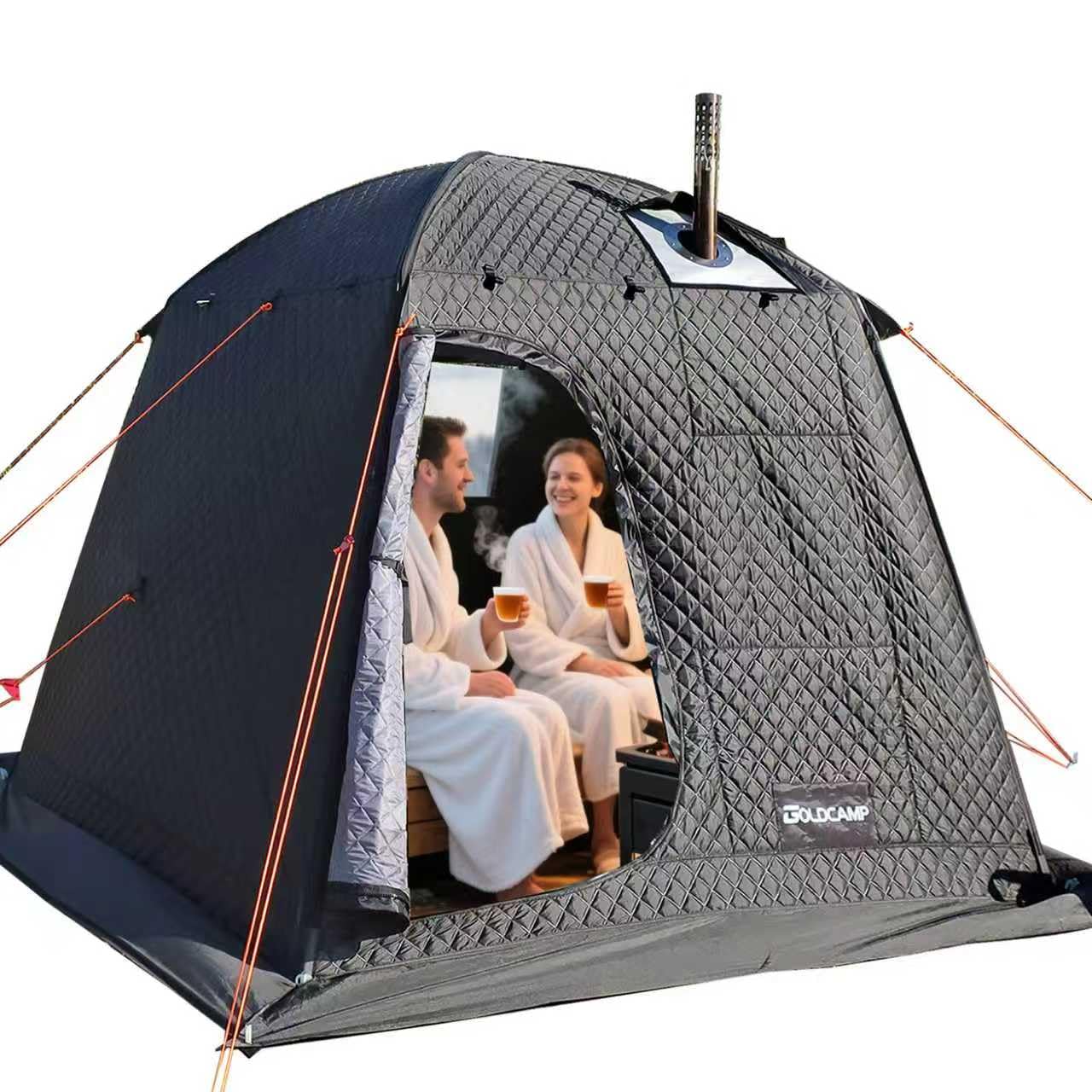Amazon.com : GOLDCAMP 3-4 Person Portable Steam Sauna Tent, Outdoor SPA  Camping Detox Relaxation Quilted Box with Heat Retention Design,  86.6"X86.6"X75" Gray and Black with Carry Bag (NO Stove) : Patio, Lawn