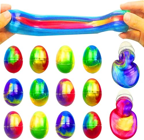 QINGQIU - Juego de 12 huevos de limo coloridos para galaxia huevos de Pascua para niños y niñas