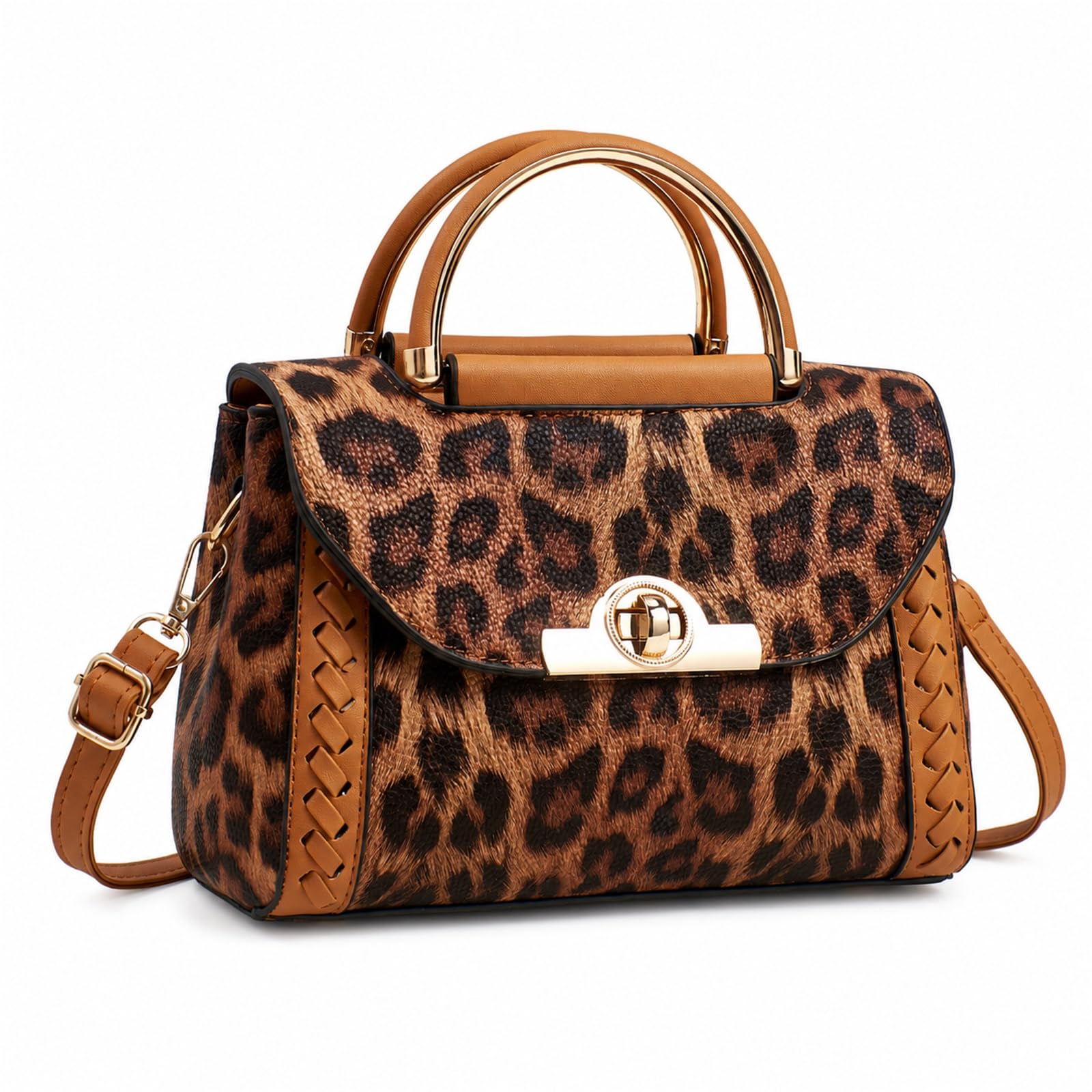 SENDEFN Bolsos de mano para mujer, con estampado de leopardo, elegante, bolso cruzado para mujer, para ocio y viajes