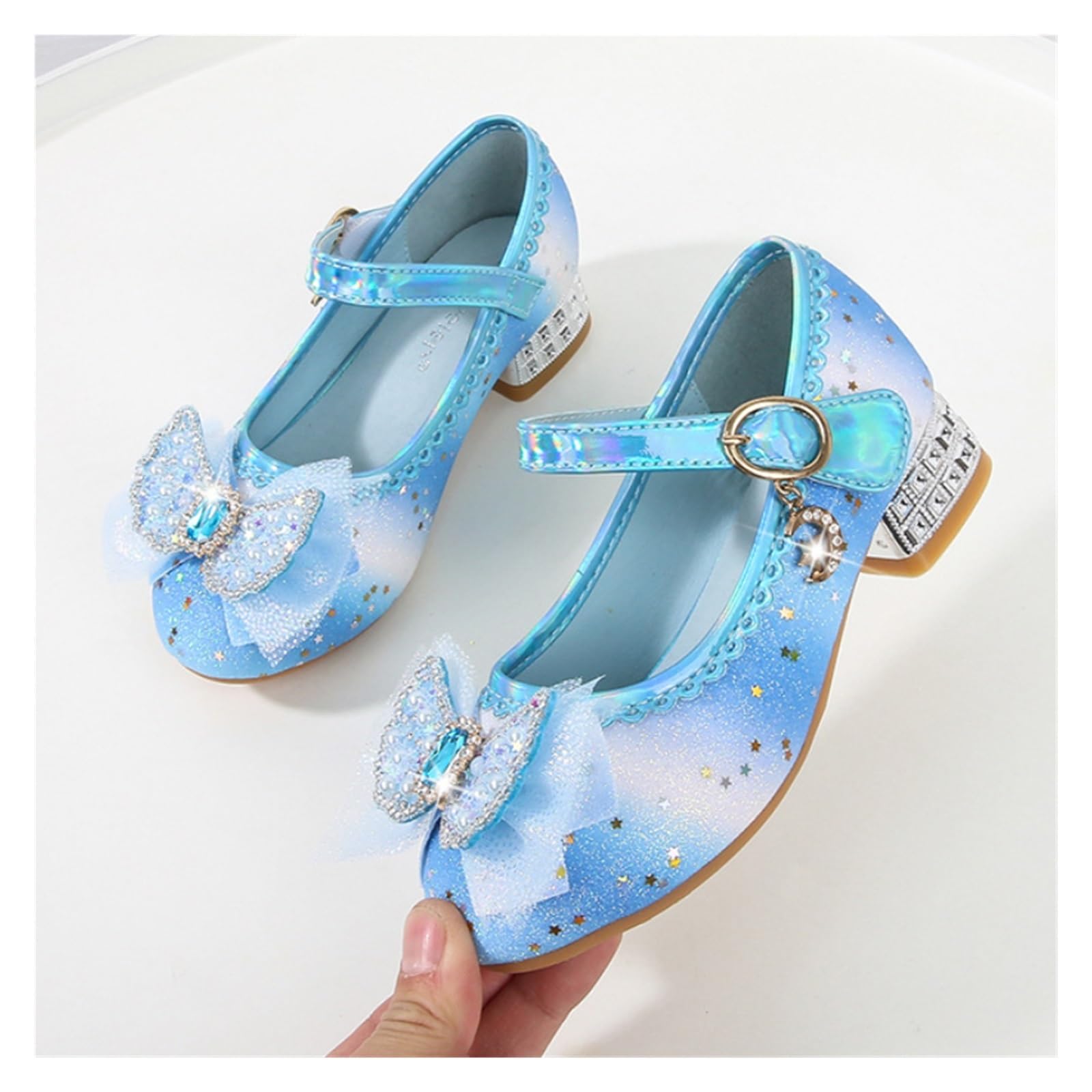 Scarpa Da Ballo Per Bambini Con Glitter Scarpe in pelle for bambini Glitter Arcobaleno Scarpe da principessa for ragazze Festa Matrimonio Paillettes Fiocco Scarpe singole for bambini con tacco alto Pe