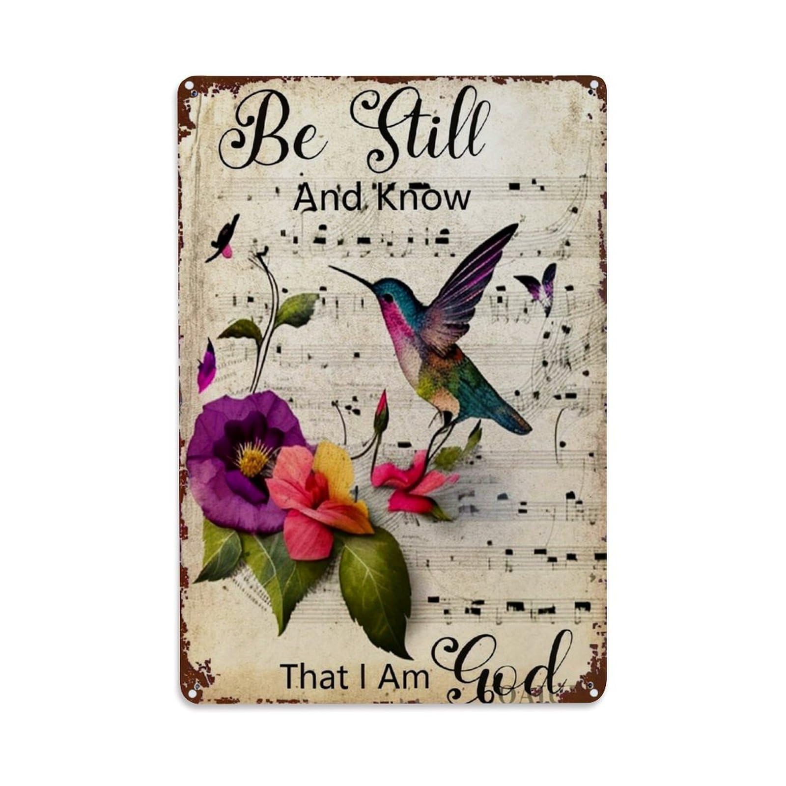Be Still And Know That I Am God Tin Sign Metal Poster Vintage Metal Signs for Home Man Cave Bar Cafe Kitchen laundry room Wall Decorations Gift 8x12Inch