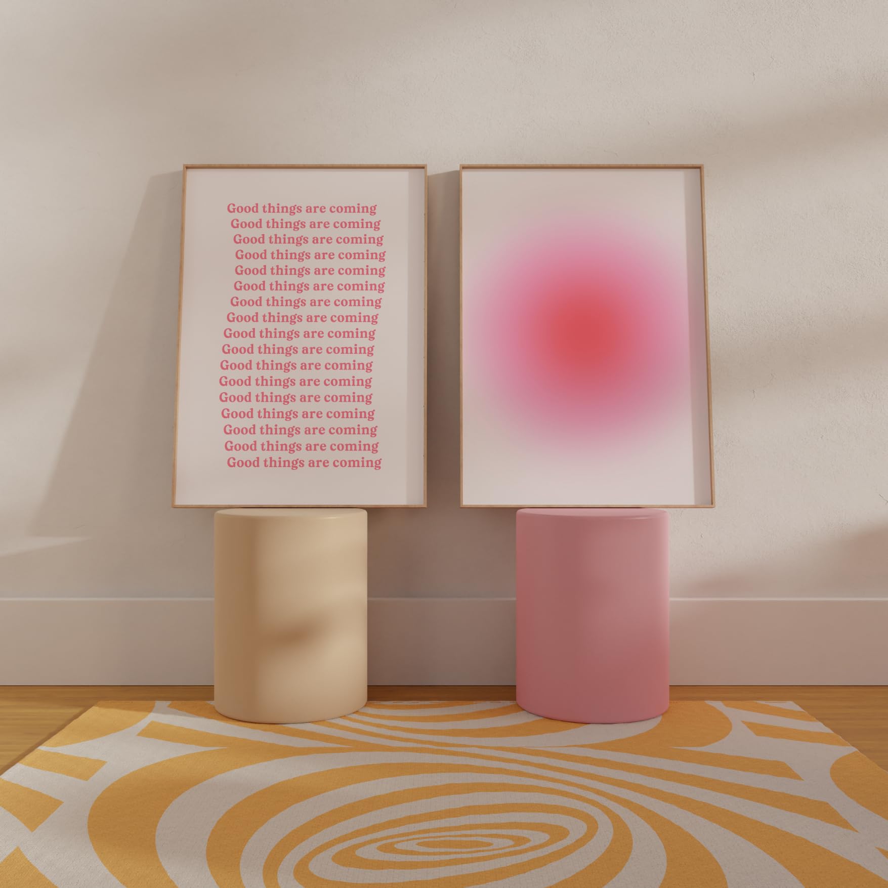 ZoeyAustin® Poster Set – 3x Wandbilder 50x70 | Bilder, Poster & Kunstdrucke für Wanddeko Wohnzimmer & Schlafzimmer | Ästhetische Kunst ohne Rahmen (Aura Pink, 50x70 cm)