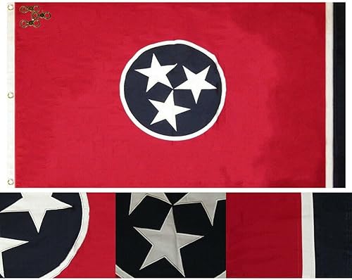 Premium 3x5 Embroidered Tennessee TN State 100% Cotton 3'x5' Flag 3 Clips