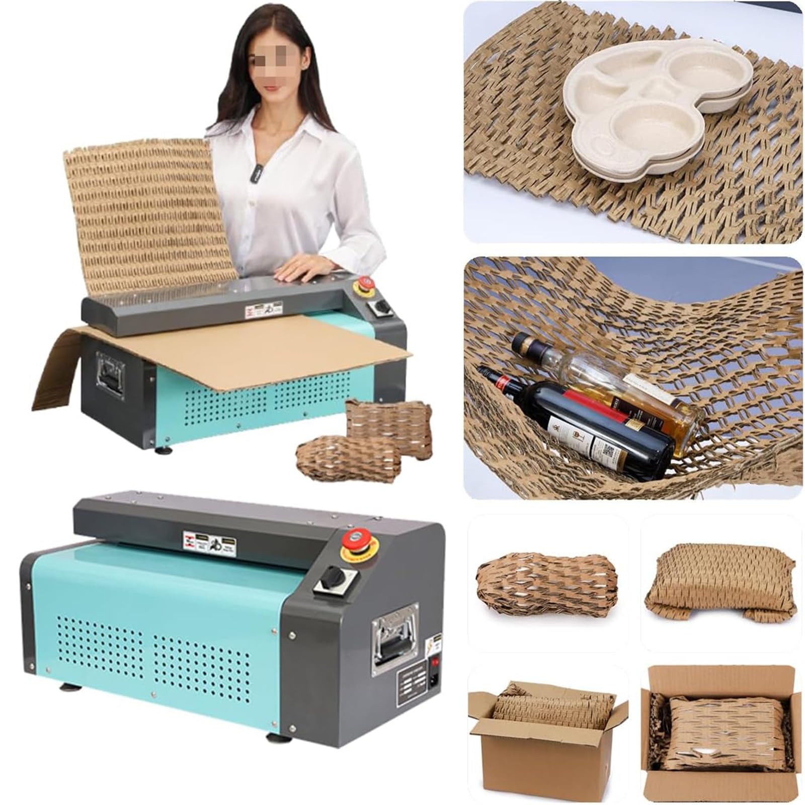 Kartonschredder, industrieller Verpackungspapierhersteller, 350 mm Schnittbreite, 5 m/min Geschwindigkeit, effizienter Perforator für Versand, Verpackung, Recycling von Abfall