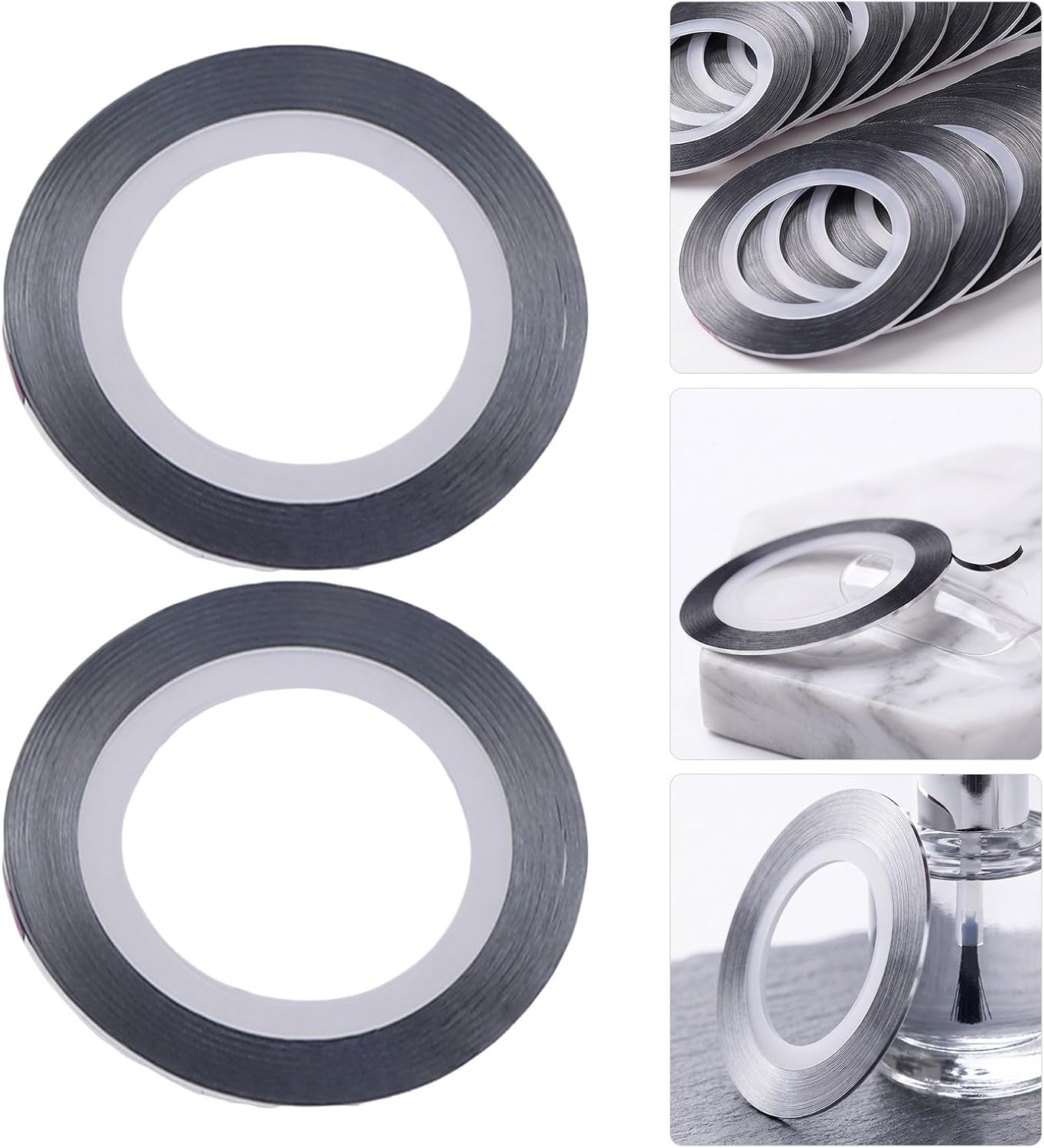 Silver Nail Art Striping Tape Matte 20pcs Precut Plastic 2mm Lines