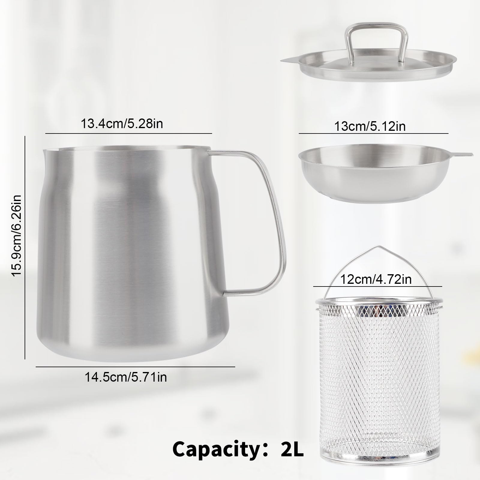 Pot De Filtre à Huile, 2L récipient d’huile en acier inoxydable stockage de graisse en pot avec couvercle Friteuse RéCipient Graisse Passoire Et Filtre à Mailles Fines Filtre à Huile Domestique