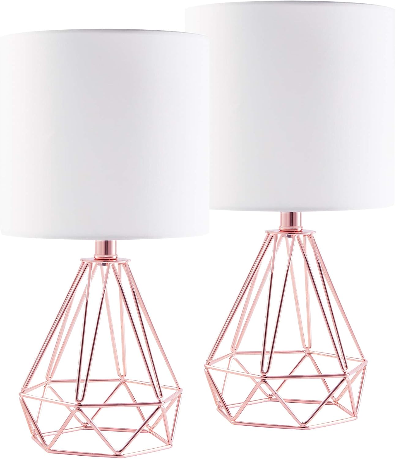 Exclusive Discount 80% Offer CO-Z Modern Table Lamps for Living Room Bedroom Set of 2, Rose Gold Desk Lamp with Hollowed Out Base and White Fabric Shade, Bedside Lamps for Nightstand Accent. (Pink)