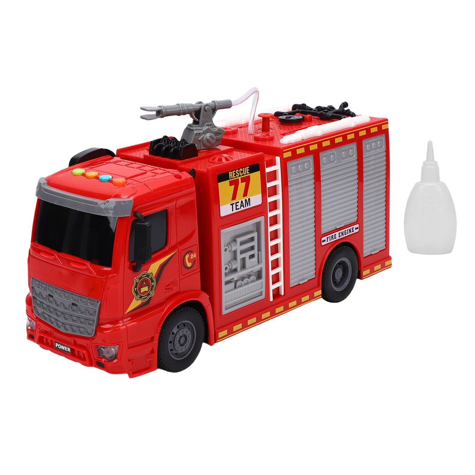 Giocattolo Illuminato del Camion dei Pompieri con Spruzzi D'acqua Interattivi Funzionalità Divertenti per Bambini Dai 3 Ai 6 Anni Plastica 27 X 9 X 15 Cm
