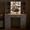 Dressing Table with Lighting & Mirror Large Cosmetic Table with Stool - 7 Drawers 8 Shelves Modern Makeup Table for Bedroom 100 x 40 x 140 cm