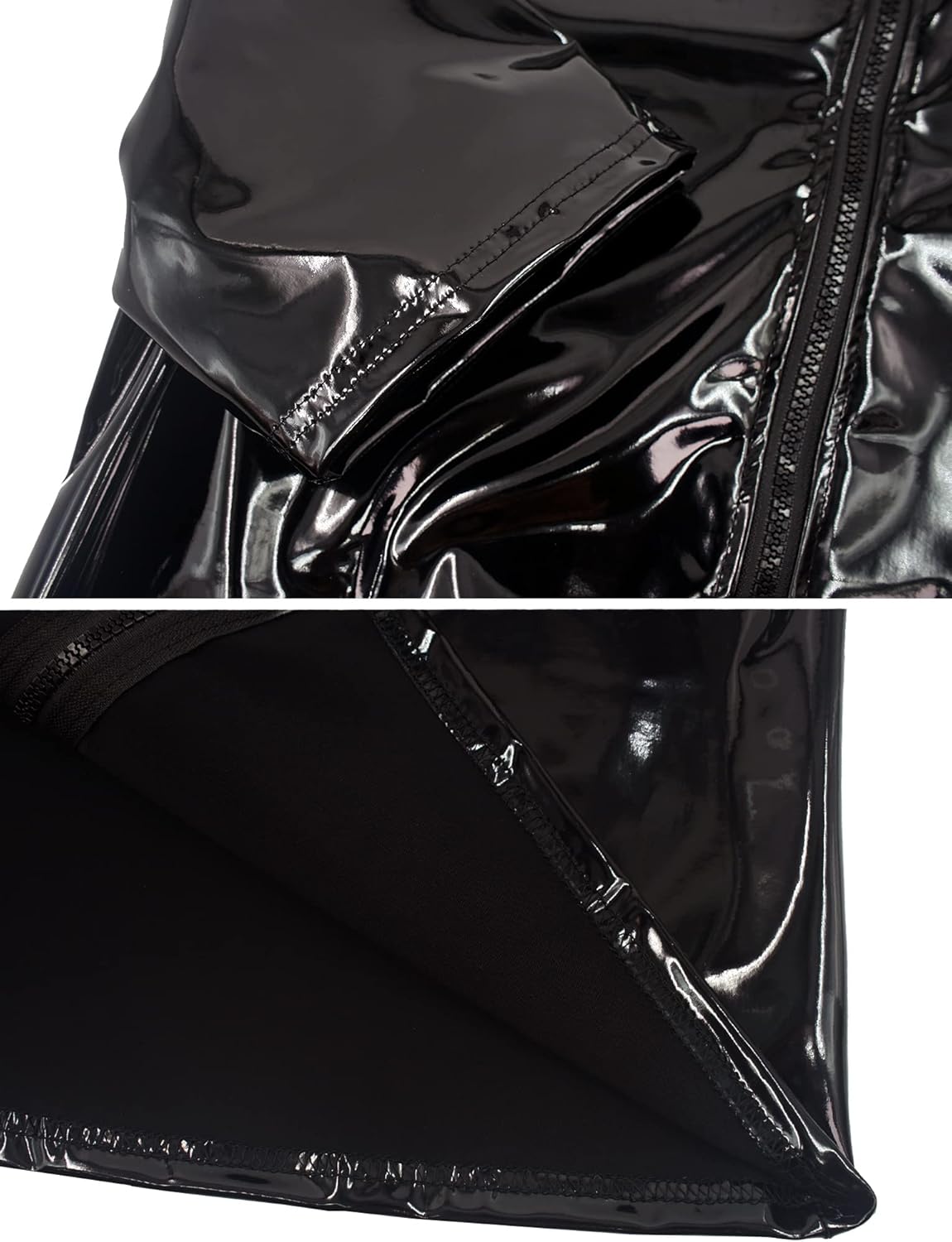 AIEOE Men’s Leather Metallic Shirts Shiny Slim Fit Stretch Top Wetlook Club Party Undershirts