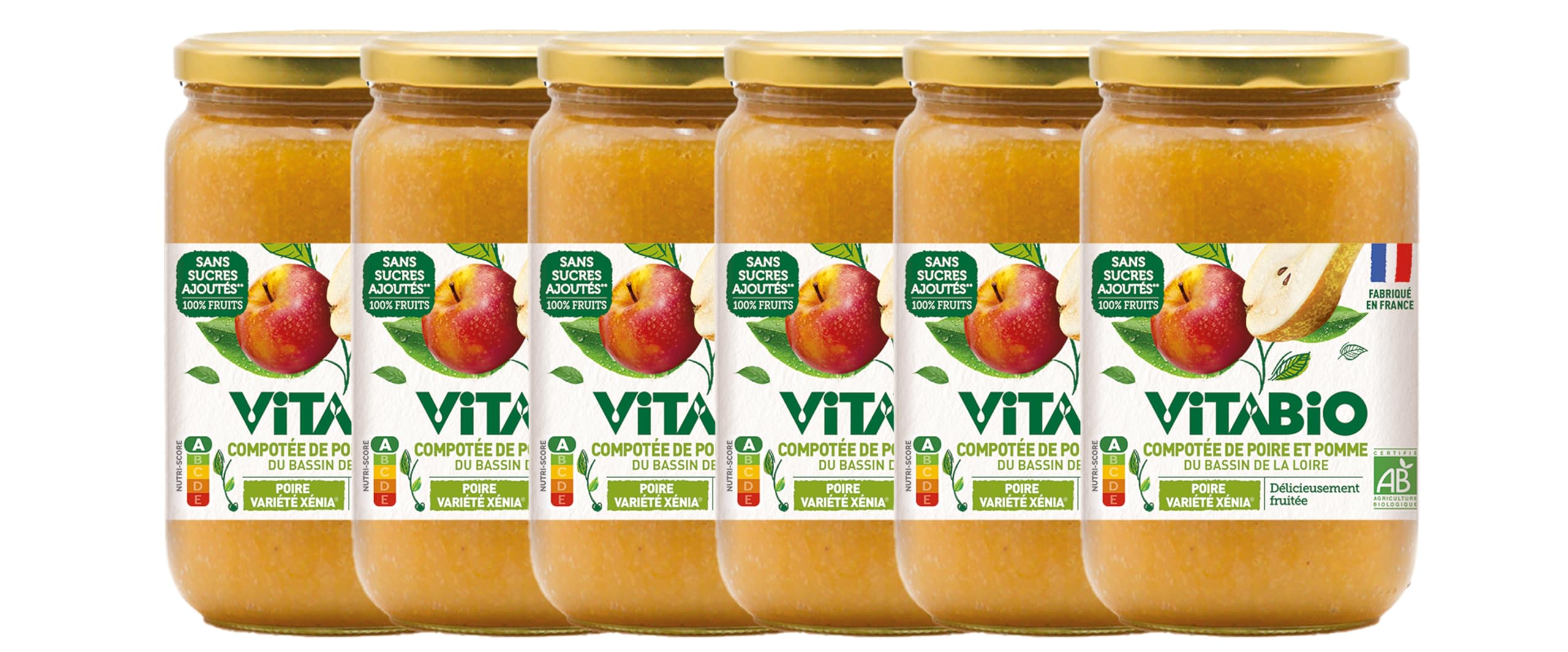 VITABIO - Purée de Poire Xenia Pomme - 700g - BIO - Lot de 6