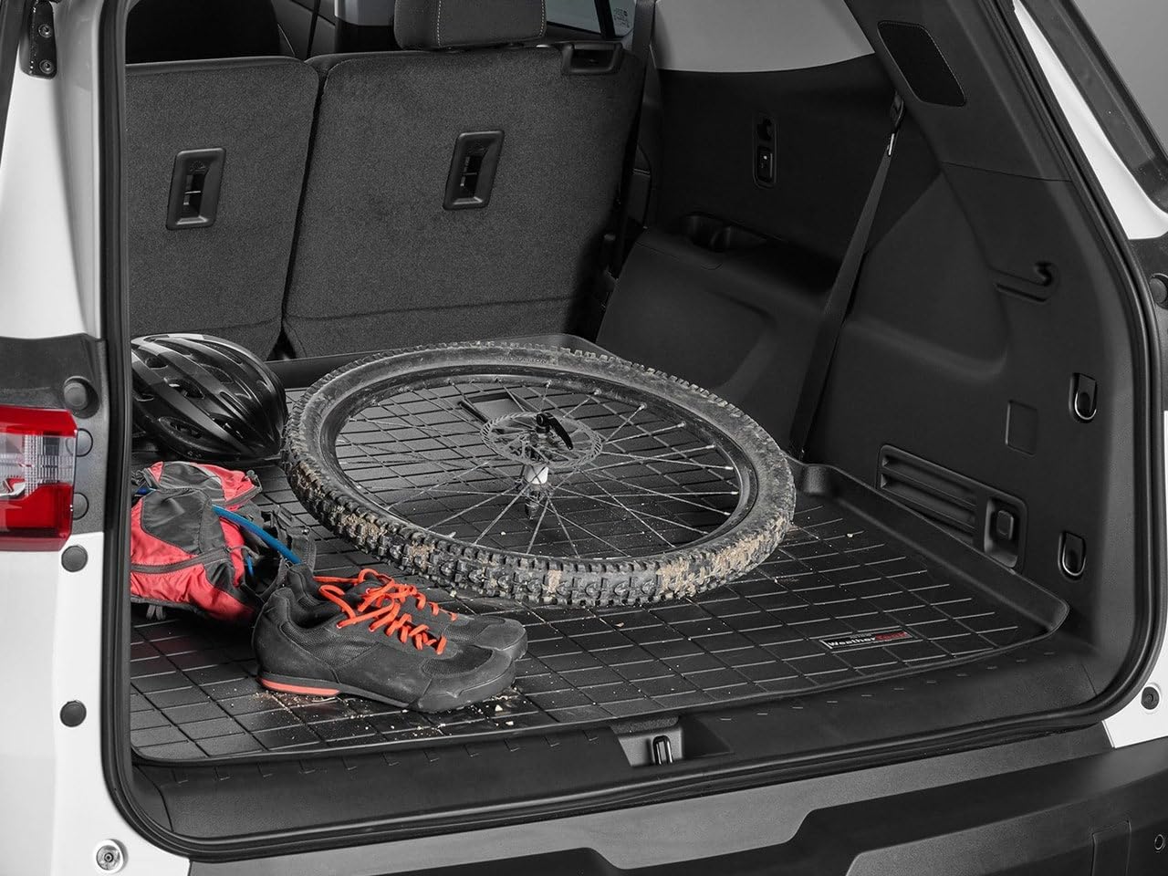 Weathertech Passgenaue Kofferraummatte Hinter der 2.Reihe mit Stoßstangenschutz kompatibel mit Tesla Model X Palladium 6/7 Sitze 2022-23 | Schwarz