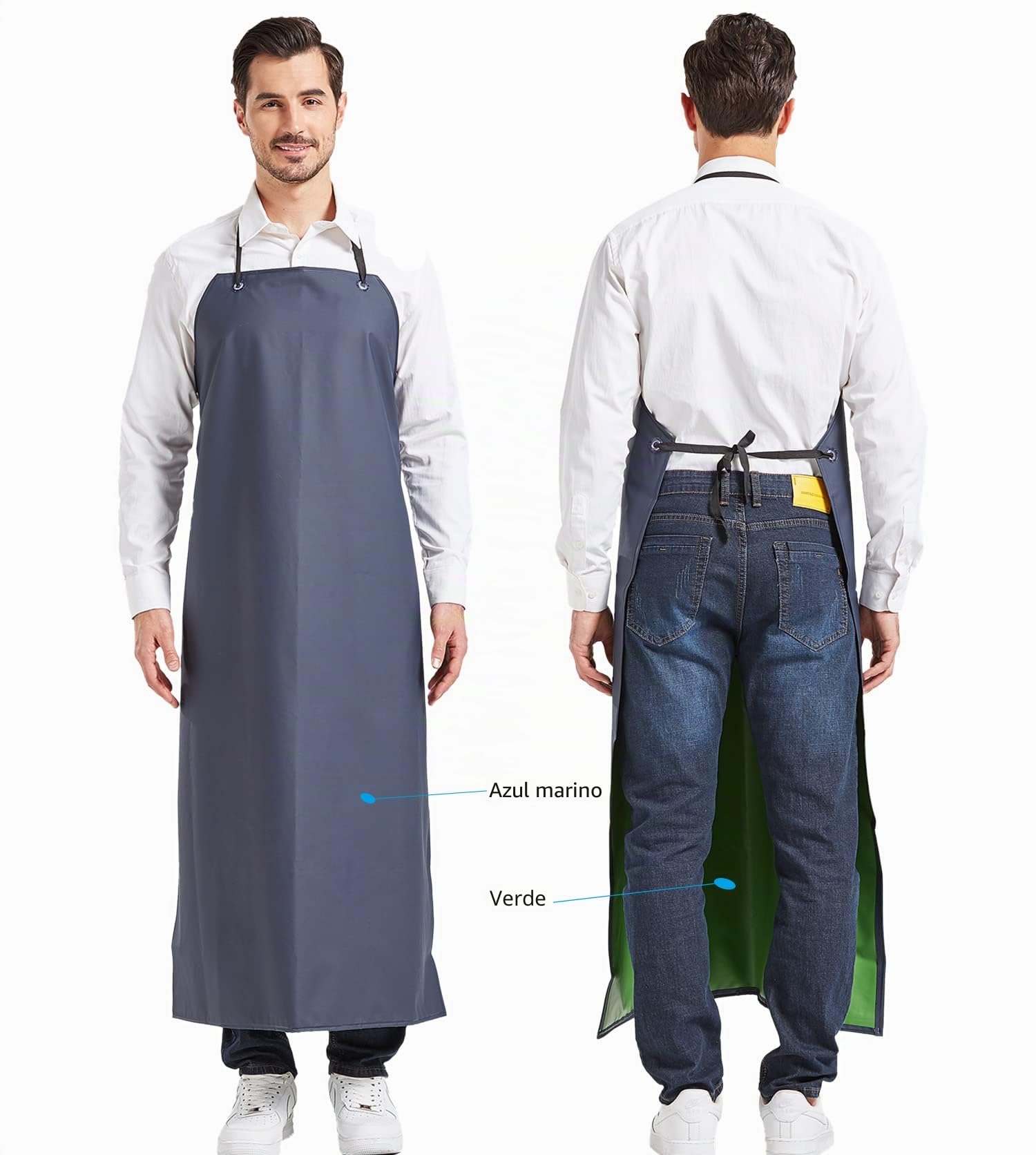 Nanxson Delantal impermeable de PVC con cordón ajustable en el cuello y cintura Delantal resistente al aceite para lavar platos Carnicero Jardín