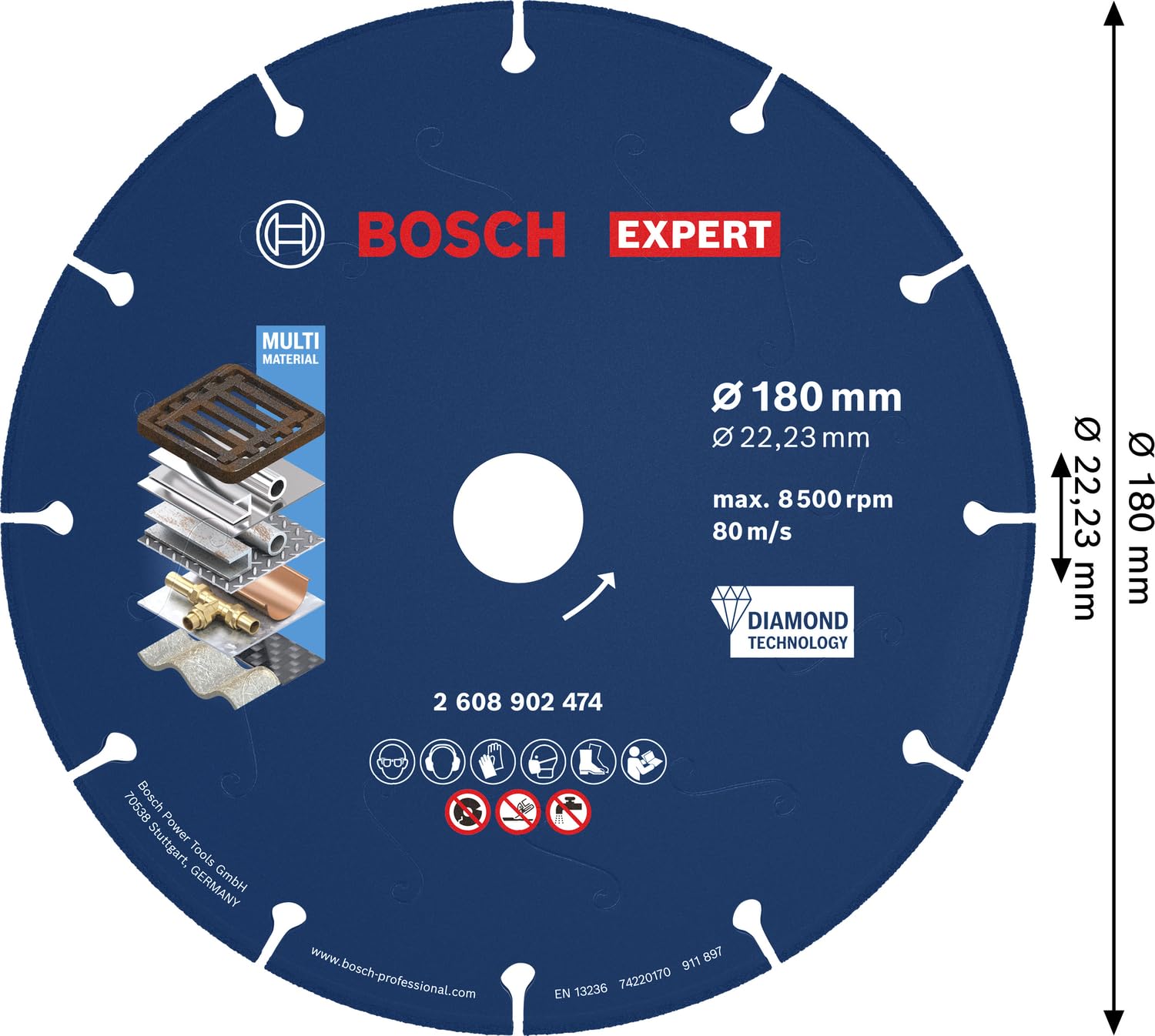 Bosch Disco de corte con diamante EXPERT Metal, Ø 22,23 mm