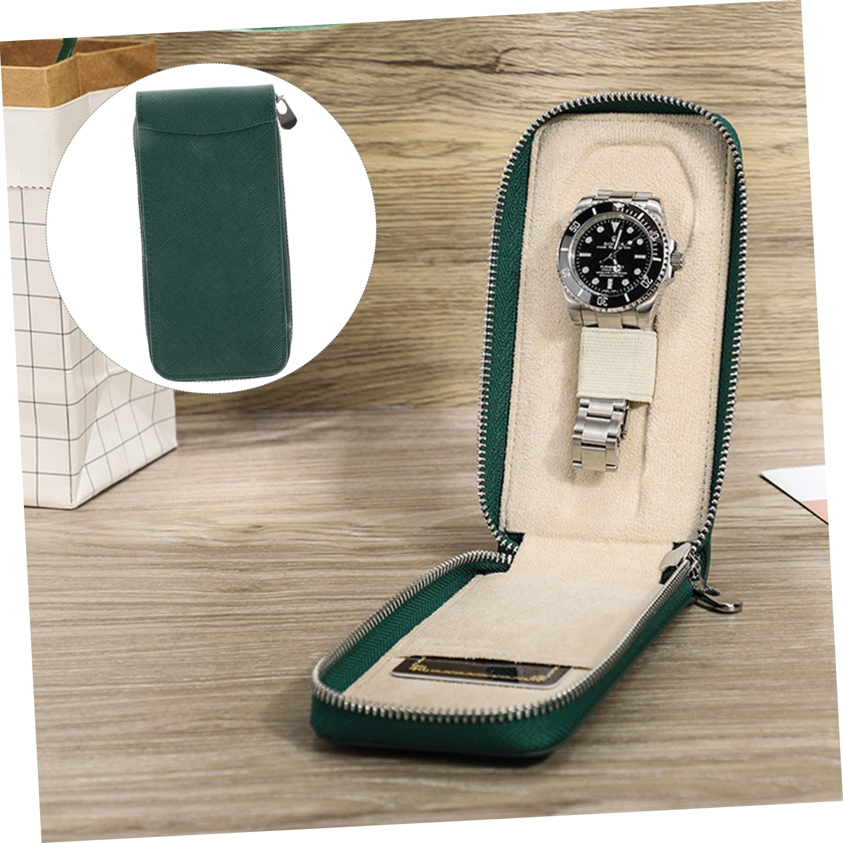 SHERCHPRY 4kawałki Torba Zegarek Ze Skóry Bydlęcej Elegancka Torba Podróżna Zegarki Pojemny Organizer Biżuterię Idealna Do Użytku Zewnątrz i Podróży
