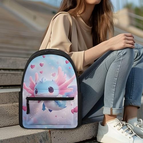 Miniatura 3 de FOR U DESIGNS Axolotl - Mochila personalizada para niñas de 10 a 12 años, con nombre personalizado, mochila escolar de 15 pulgadas, soporte