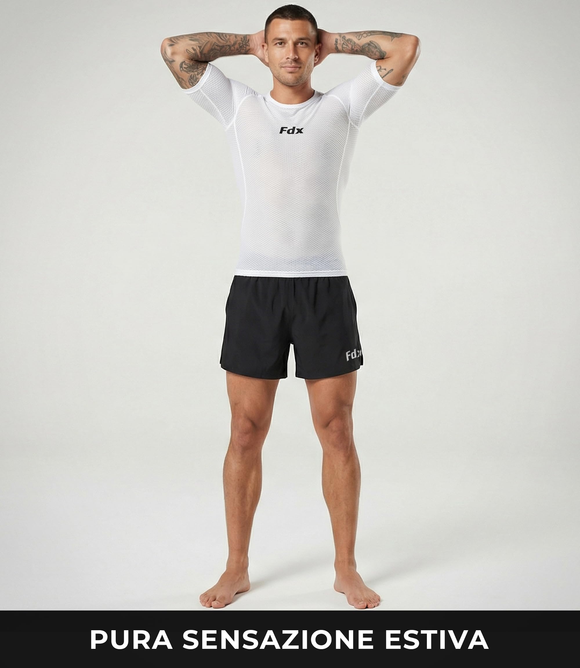FDX Maglia Intima Cool Mesh a Mezza Manica – Estiva, Ultraleggera, Traspirante e antiodore, Ideale per Ciclismo, Corsa, Palestra, Allenamento ed Escursionismo