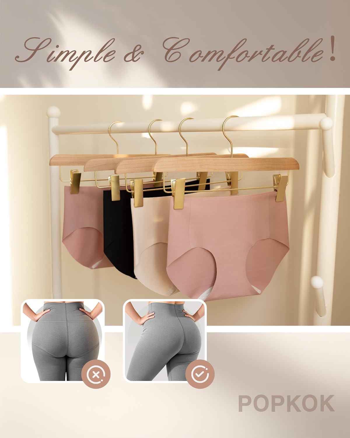 POPKOK Womens Underwear Seamless Stretch No Show Invisible Lightweight Hipster Panties 3-Pack - Image 5