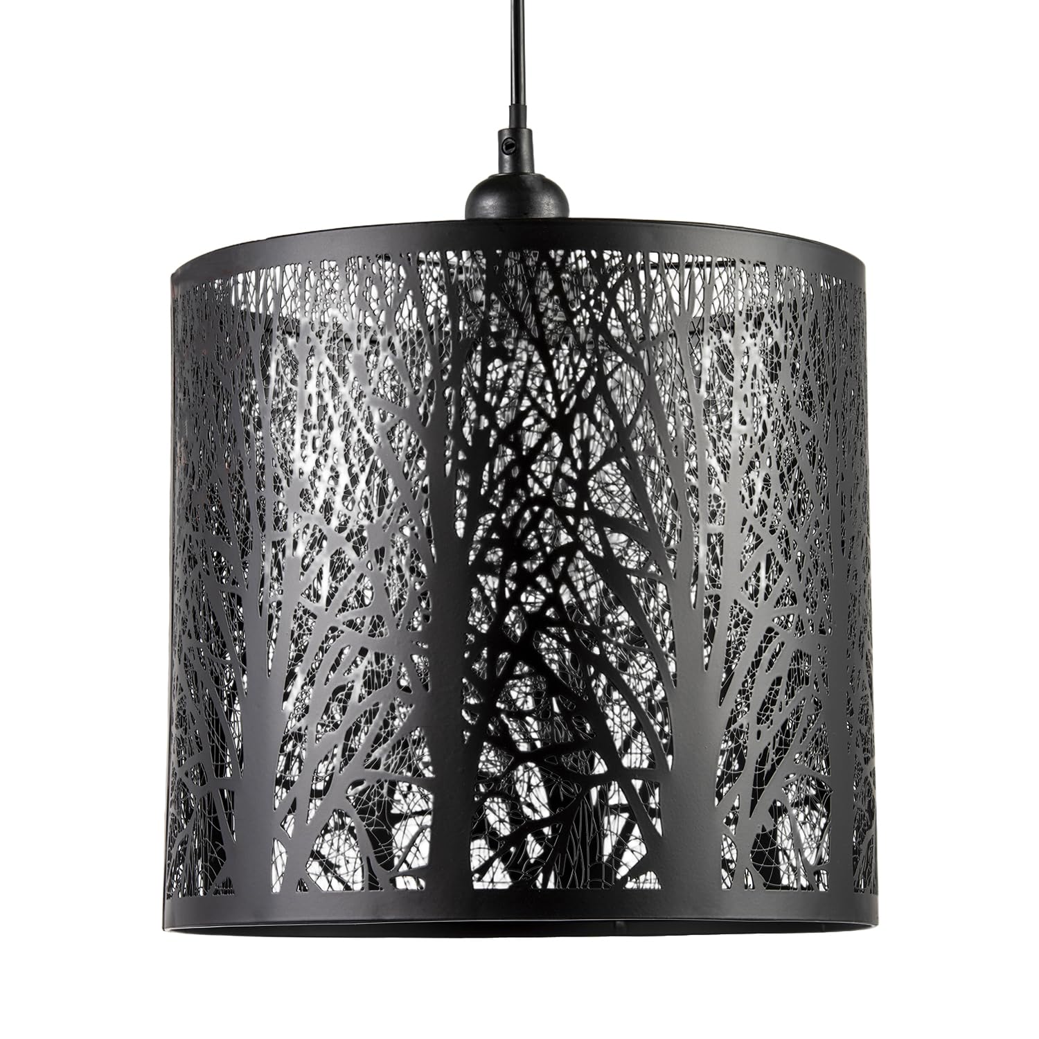 Happy Homewares Black Unique And Beautiful Matte Metal Forest Design Pendant Shade