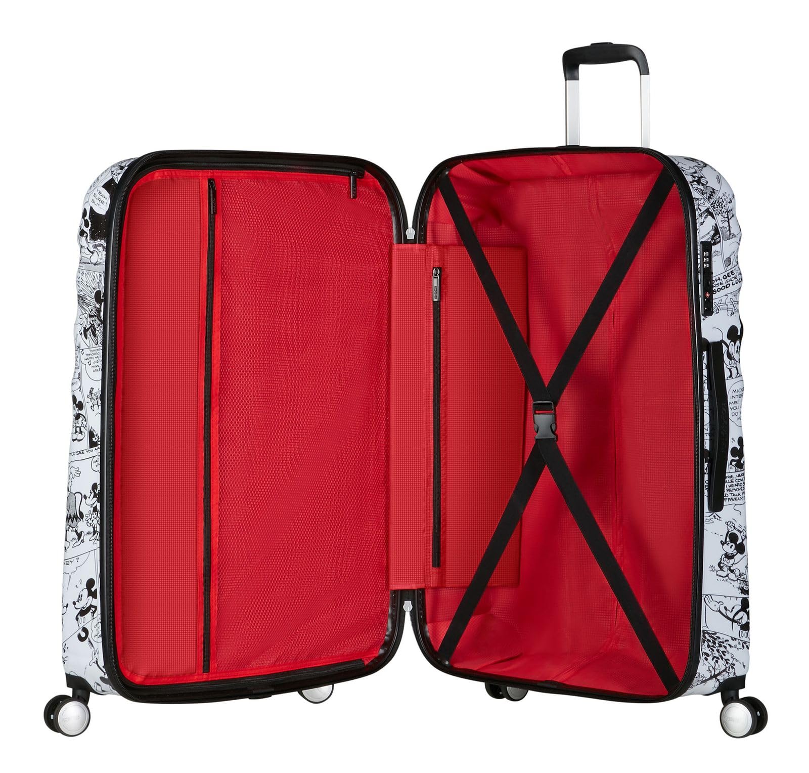 American Tourister Wavebreaker Disney - Minnie Mouse Hartschalenkoffer Groß (77 cm), Reisekoffer, TSA Schloss, 4 Rollen, 96 L, 4.2 kg - Minnie Comics White