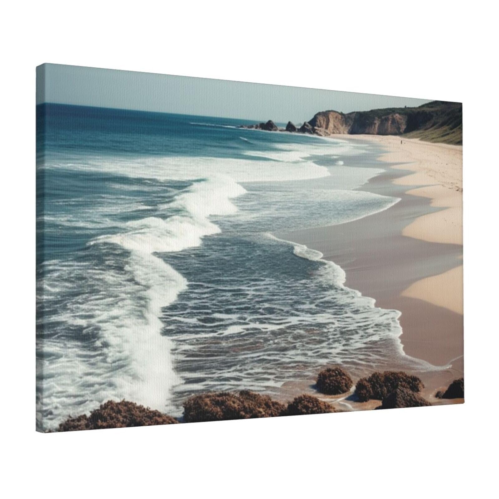 FodPand Canvas Wall Art for Living Room Wall Decor 16"x24" Modern Artwork Painting Pictures Hanging Canvas Prints Beach Ocean Shore Aesthetic Wall Art for Bedroom Bathroom Office Wallart Decor