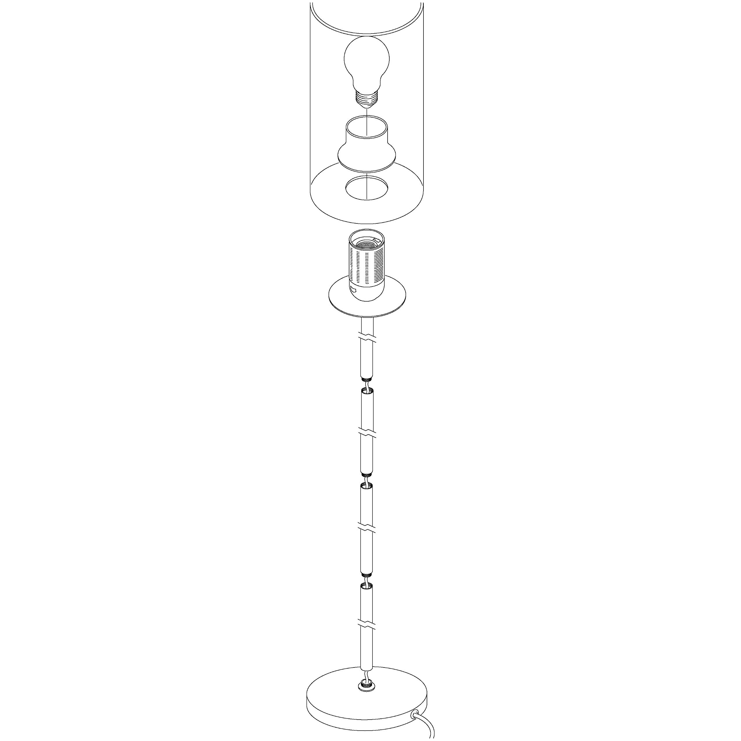 Eglo Lámpara de pie Troy 3, luz de pie de 1 bombilla, materiaL acero | color níquel mate, cristaL blanco satinado, zócalo E27, incl interruptor