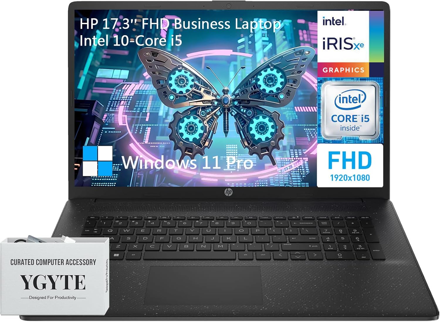 HP 17 Inch Laptop Computer, 17.3" FHD IPS Large Screen Business Laptop, Windows 11 Pro, Intel Core i5 (10-Cores) |10-Key Number Pad | Wi-Fi 6 | 64GB RAM, 2TB SSD | Black