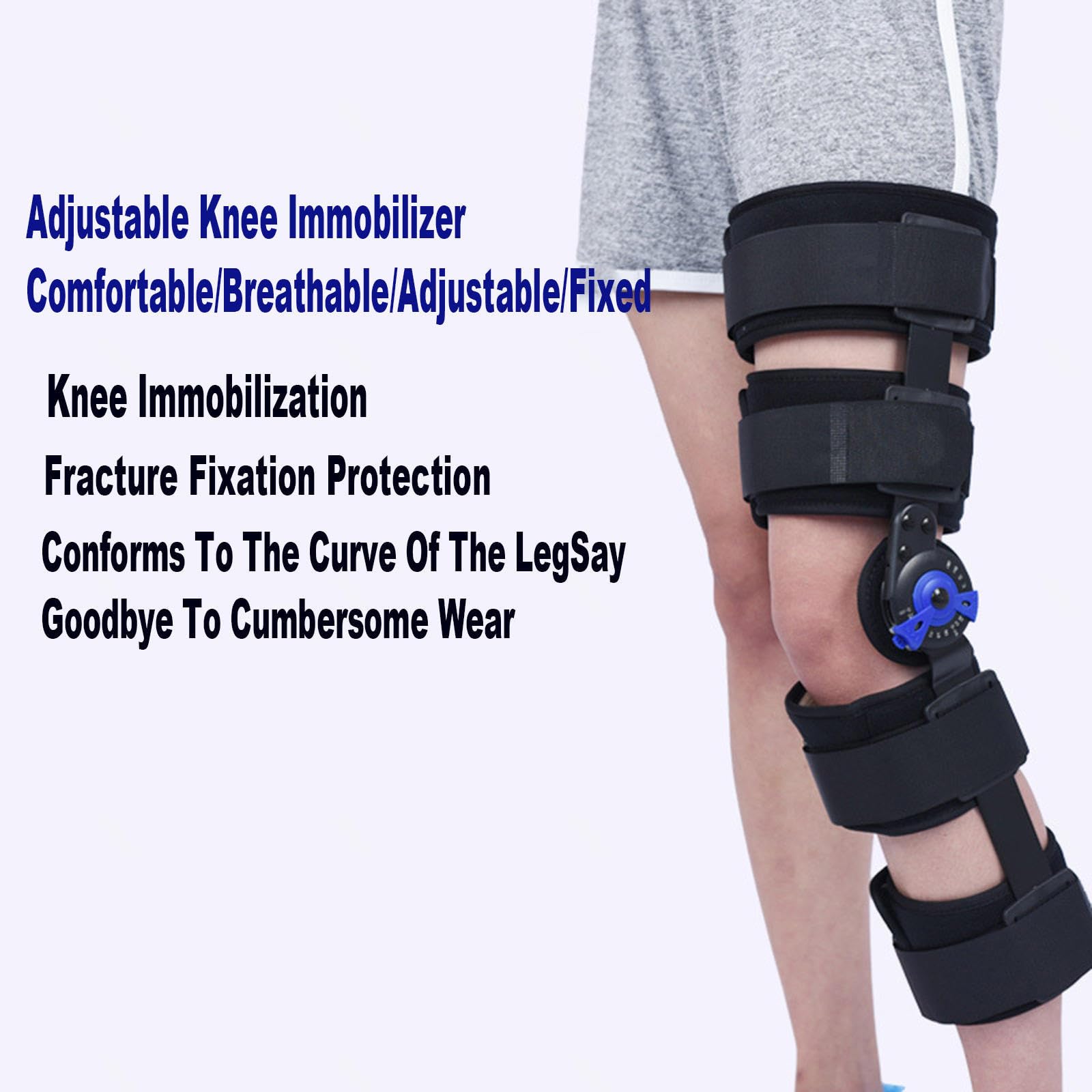 Rodilleras ROM con Bisagras con Estabilizadores Laterales Postoperatorio Inmovilizador de Rodilla Ajustable Soportes para Piernas para Dolor de Rodilla, Desgarro de Menisco, Acl Desgarrado,M