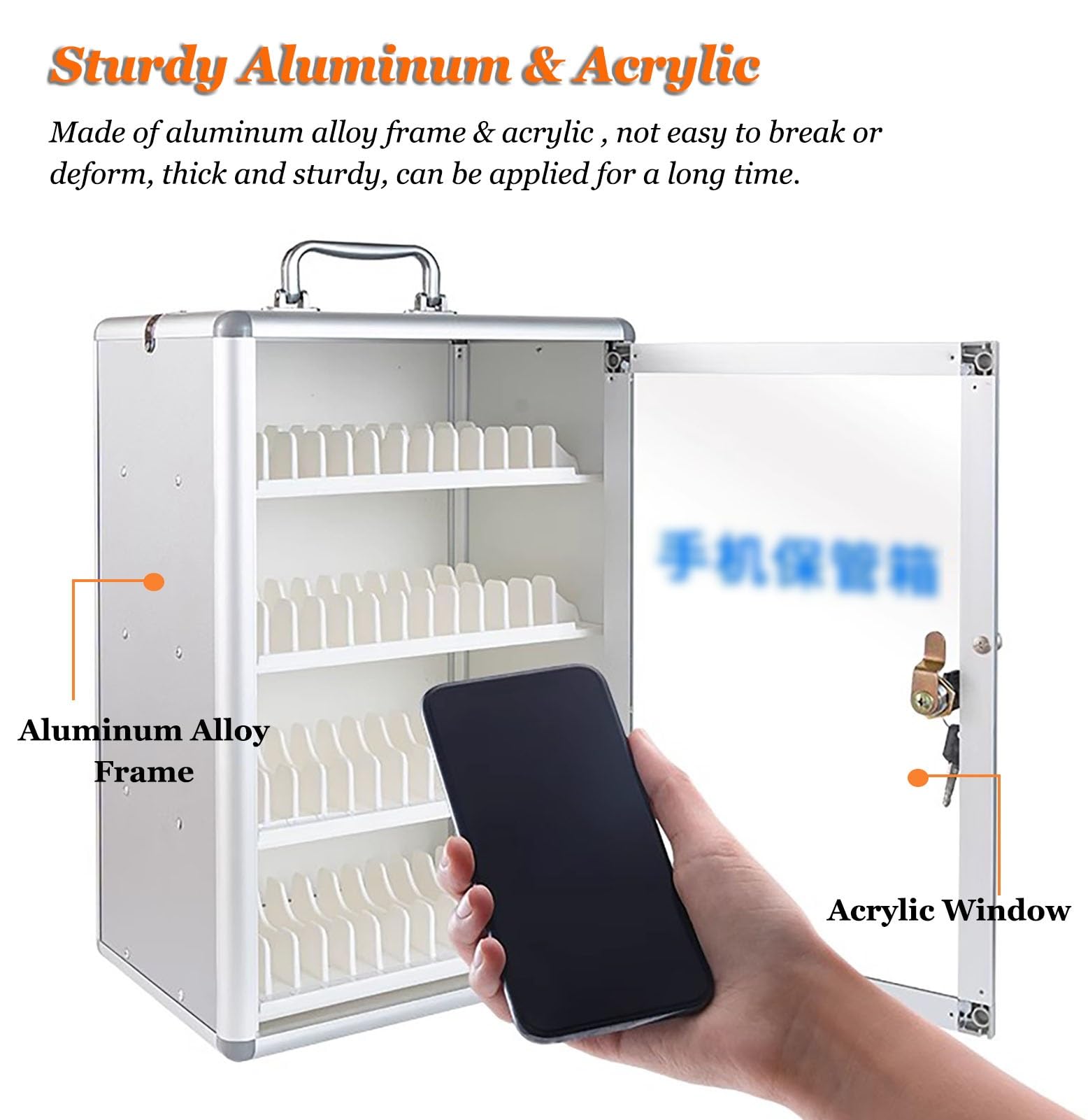 Armadietto di Ricarica per cellulari - Lega di Alluminio, da 12 a 60 Scomparti - Organizzatore per cellulari e Tablet per aule, uffici e Sale conferenze