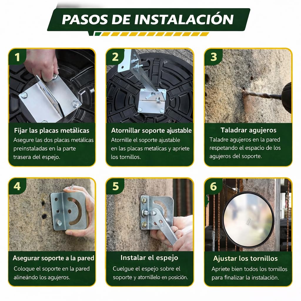 Espejo Convexo de 60cm ZincOrange – Espejo de Seguridad para Puntos Ciegos, Aparcamientos, Garajes y Almacenes – Uso Interior y Exterior (negro, 60cm)