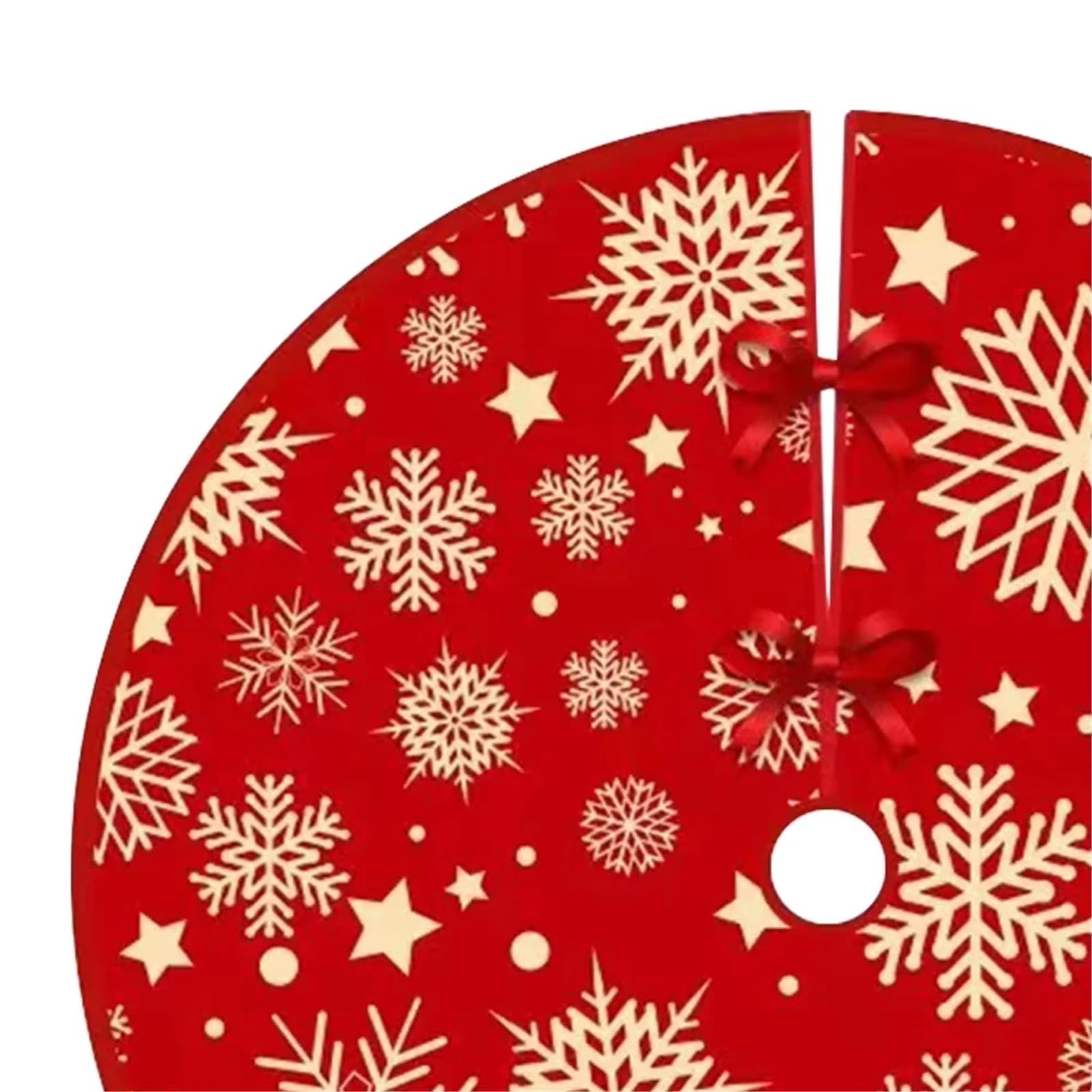 tappeto albero di natale Tappeto for albero di Natale con fiocco neve rosso e stella, decorazione for la casa il soggiorno(Diameter 120cm)