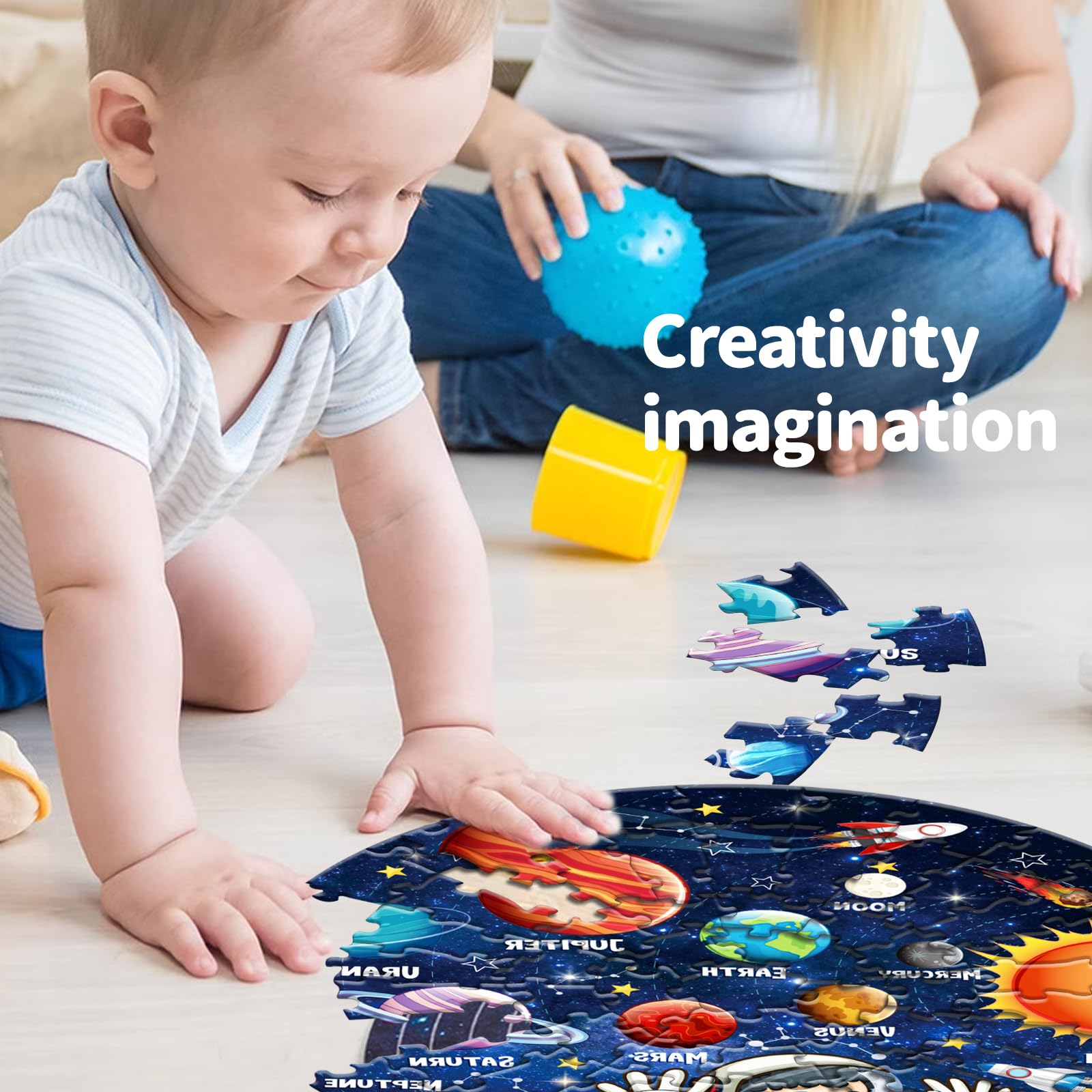 Puzzle per bambini con sistema solare, pianeta per bambini dai 3 agli 8 anni, grande 71 pezzi, giocattolo puzzle per l'apprendimento educativo