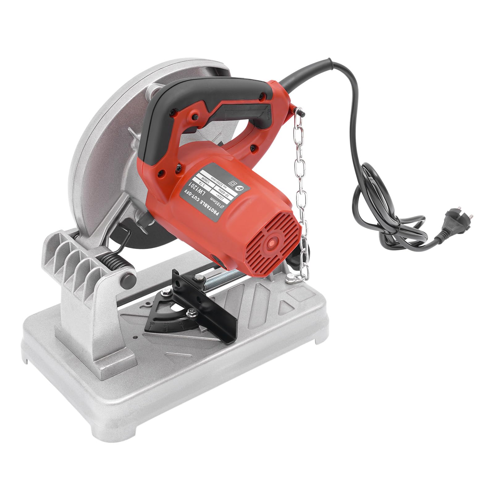 Sega da taglio in metallo, 1200 W, 5200 giri/min, lama da 185 mm, angolo di taglio 0-45°, affettatrice multiuso per legno, acciaio, alluminio, pareti, pavimenti (rosso)