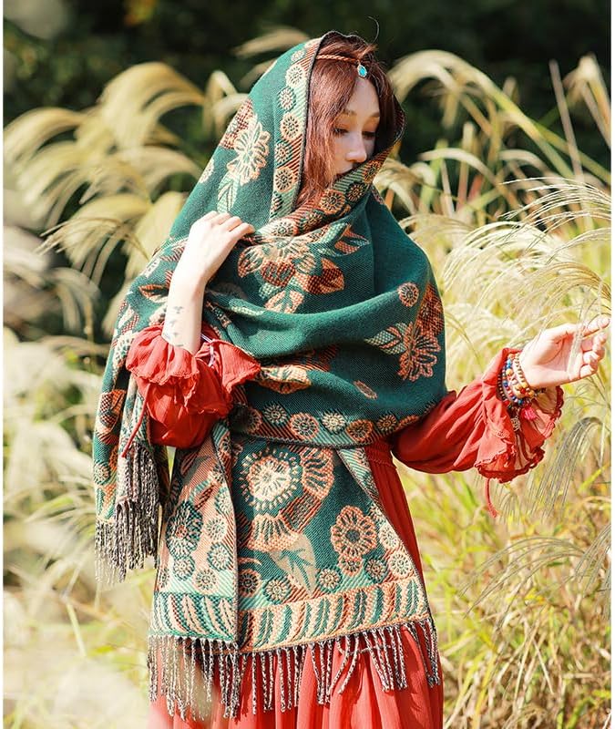 First Choose Women's Blanket Chunky, Pashmina Shawls Wraps Oversized Winter & Fall Warm Scarfs Soft Cashmere Feel for Women (Grass Green) - Image 8