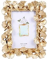 Vintage Gold Ginkgo Leaves 4x6 Photo Frame - Resin Picture Frame Stand Holder for Tabletop Decor