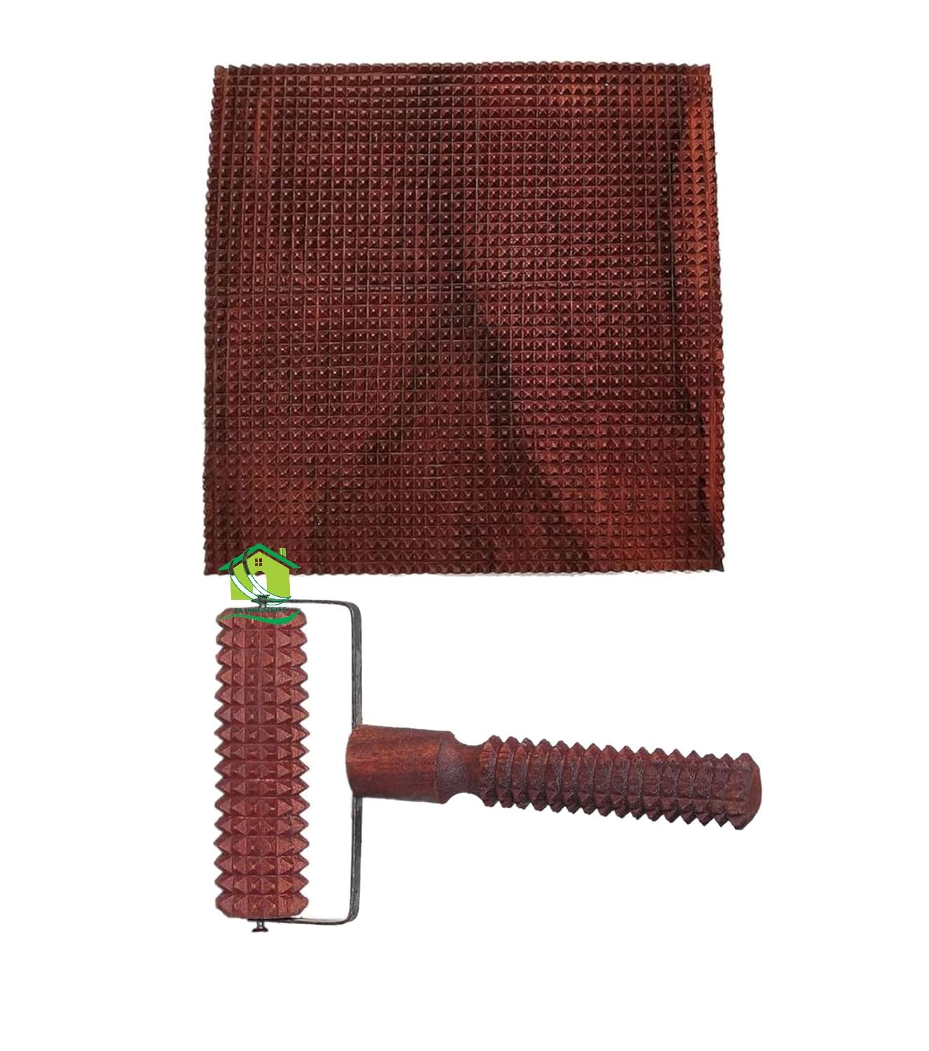 Pure Sheesham Manual Wooden Mat Massager Acupressure for Pain Relief/Foot/Mat Brown (12 x 1 x 12 inch) & Wooden Neck & Back Massage (Set of 2)