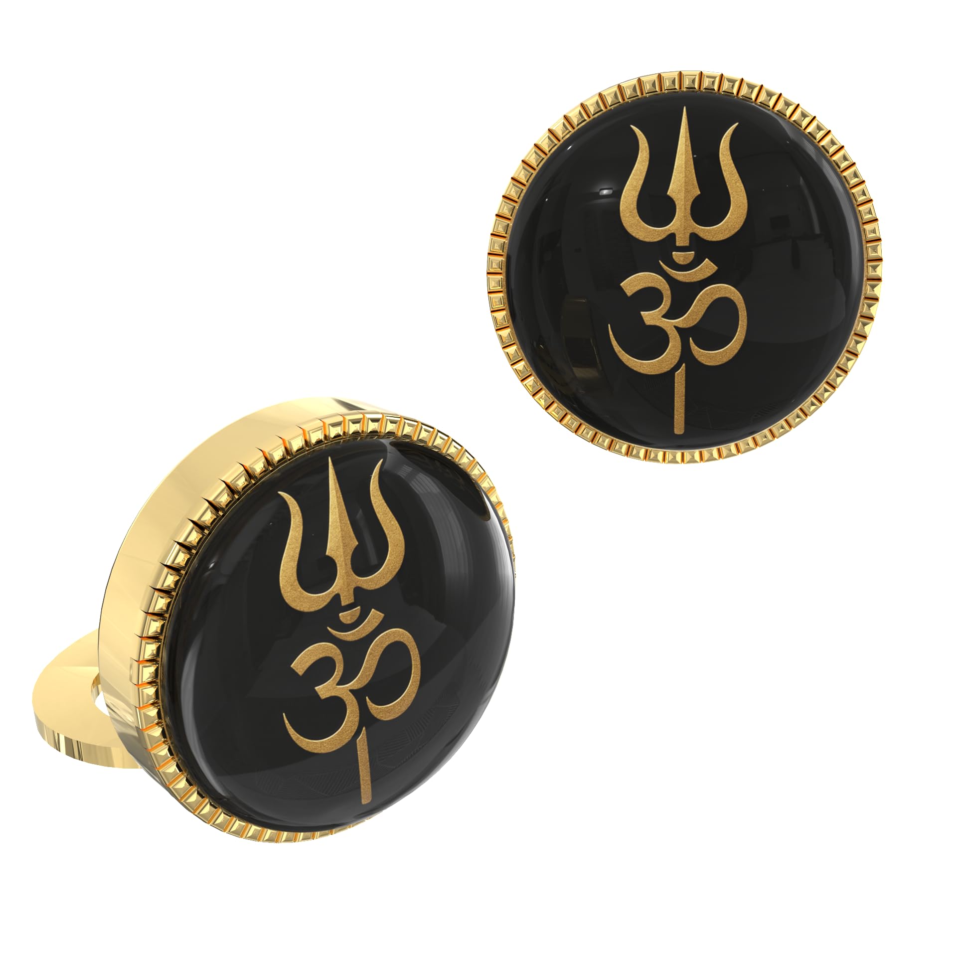 the smart buttons 18K Yellow Gold Colour Plated Trishul & Om Button Cover Cufflinks for Men – Spiritual Snap-on Shirt Accessory – Ideal Gift for Weddings, Office & Festivals-picture-39