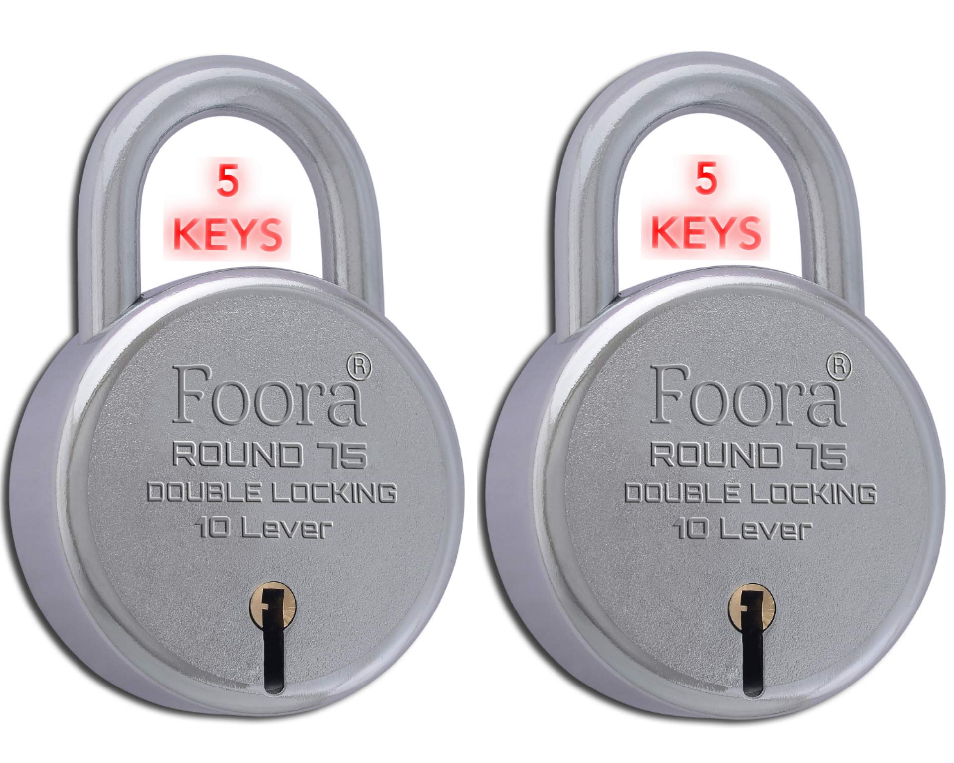 Foora big size lock and keys door lock for home round 75mm padlock with 5 each keys double locking 8 lever gate, shop shutter (Round 75mm Big Boss Pack 2) (B08R7MKK9V) Amazon Price History, Amazon Price Tracker