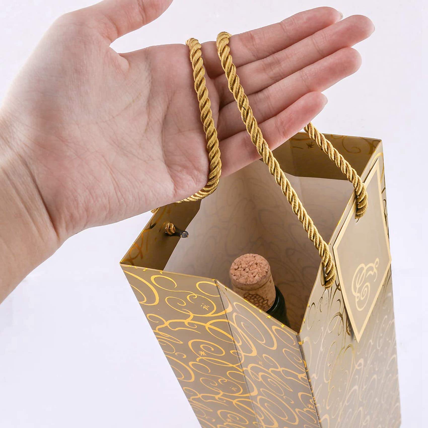 Confezione da 50 sacchetti per vino in carta con manici, singola bottiglia di carta per vino, per Natale, feste, shopping, merchandise al dettaglio