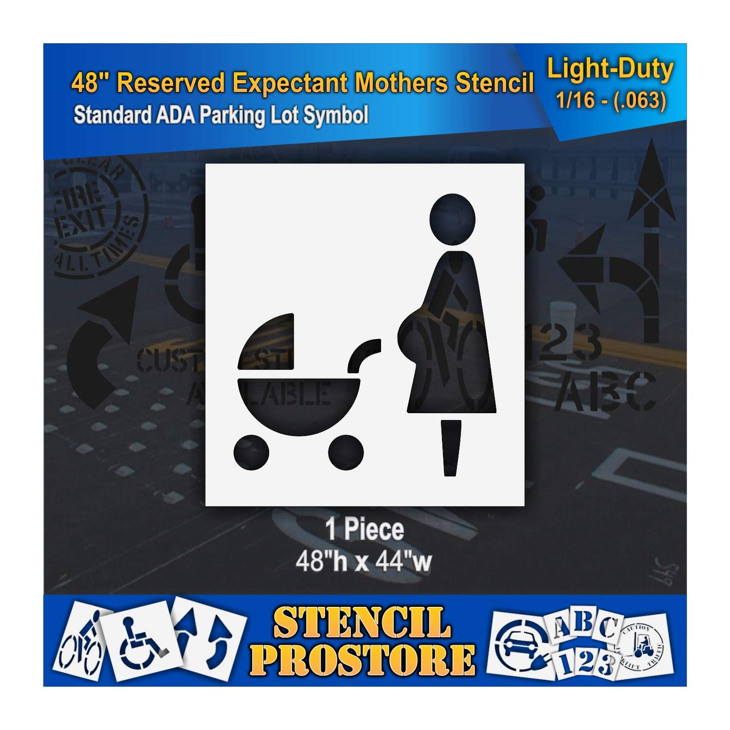 Pavement Stencils - 48 in - Reserved for Expectant Mothers Pregnancy Stroller - 48'' x 44'' x 1/16" (63 mil) - Light-Duty