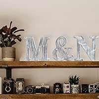 Vista 4 de Letras de madera rústica sin terminar de 8 pulgadas para decoración de pared, letras decorativas de pie en rodajas, decoración de tablero