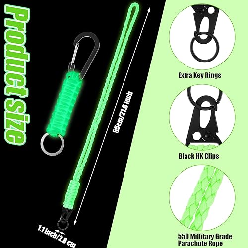 Miniatura 2 de Frienda 2 Set Heavy Duty Paracord Neck Lanyard Keychain Wrist Braided Strap 550 Keychain Lanyard for Outdoor Activities