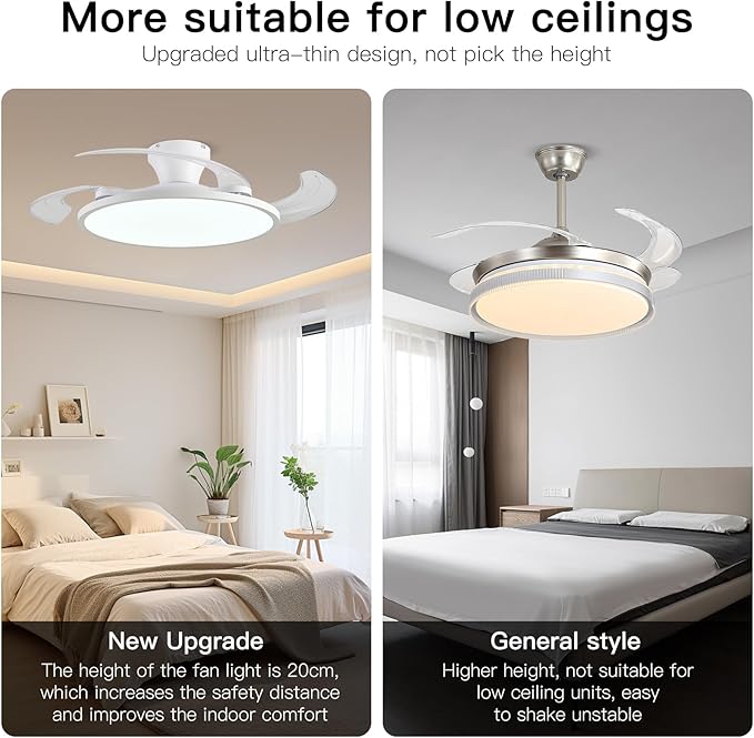 Ventilador de Techo 42 Pulgadas con Luz, Control Remoto y As miniatura 4