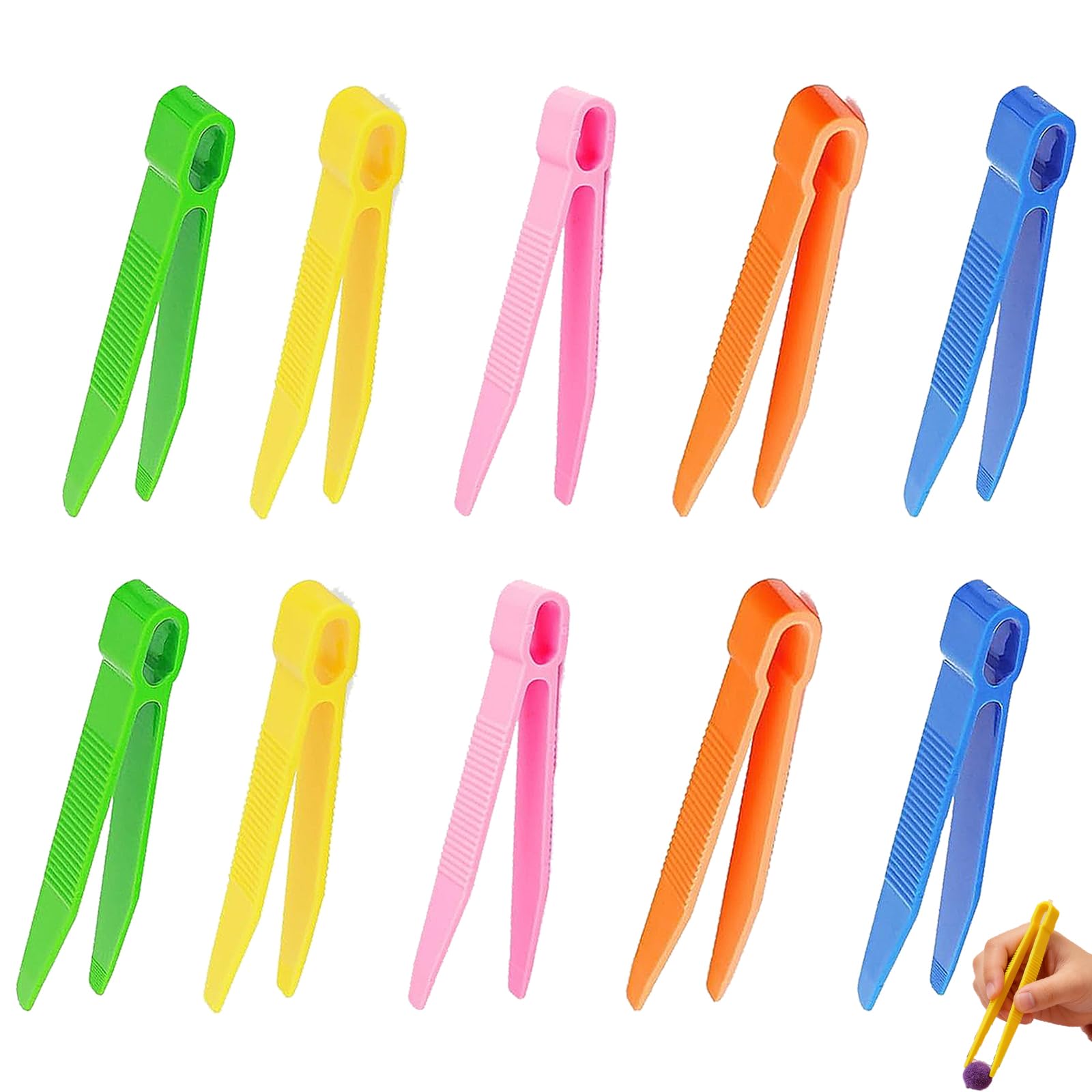 10 PCS Kids Tweezers for Fine Motor Skills Multiple Colors Plastic Tweezers,Kids Craft Tweezers, for Sorting & Counting DIY Craft