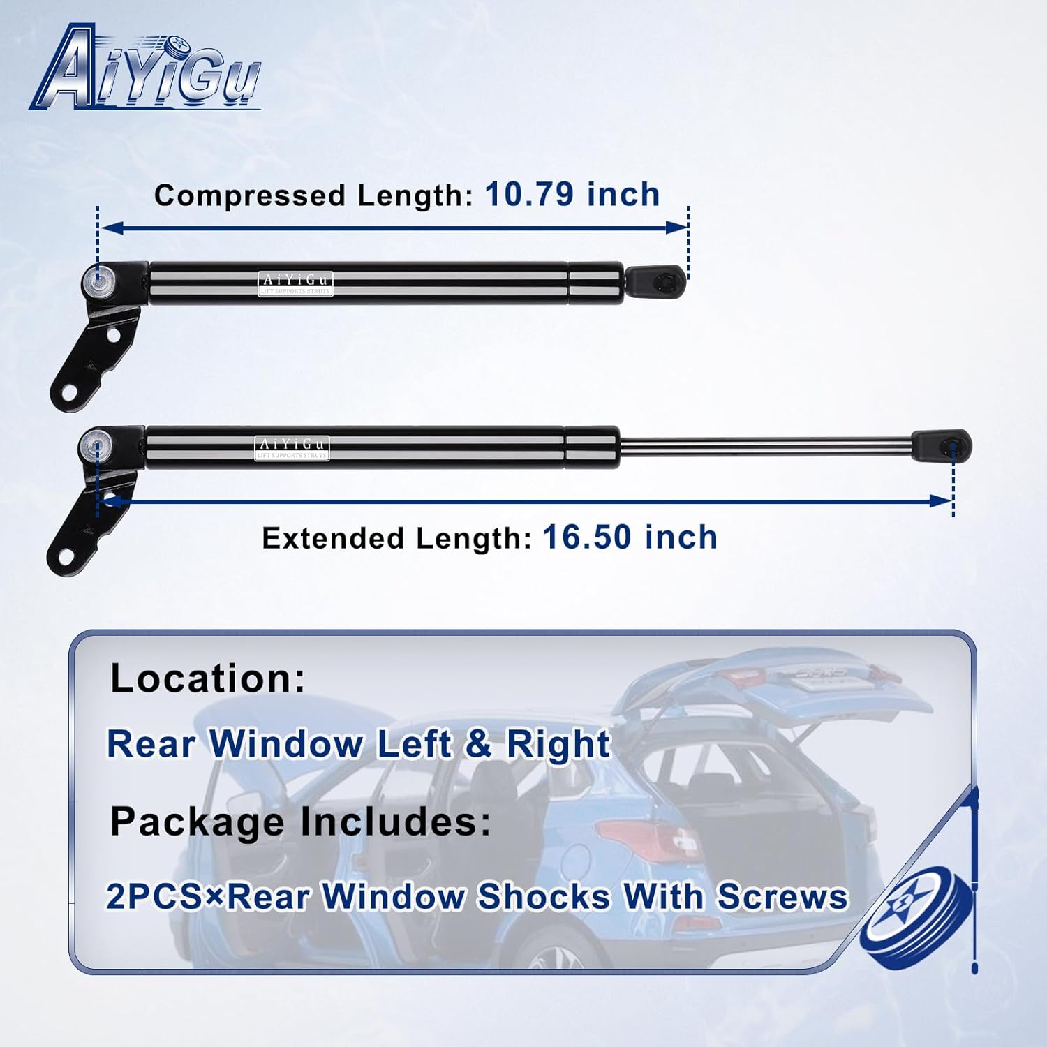 Rear Window Glass Shocks Struts Lift Supports Gas Springs 6191L 6191R Compatible with Toyota Celica 2000 2001 2002 2003 2004 2005 with TRD Spoiler, Replacement 68960X3501 68950X3501, Pack of 2