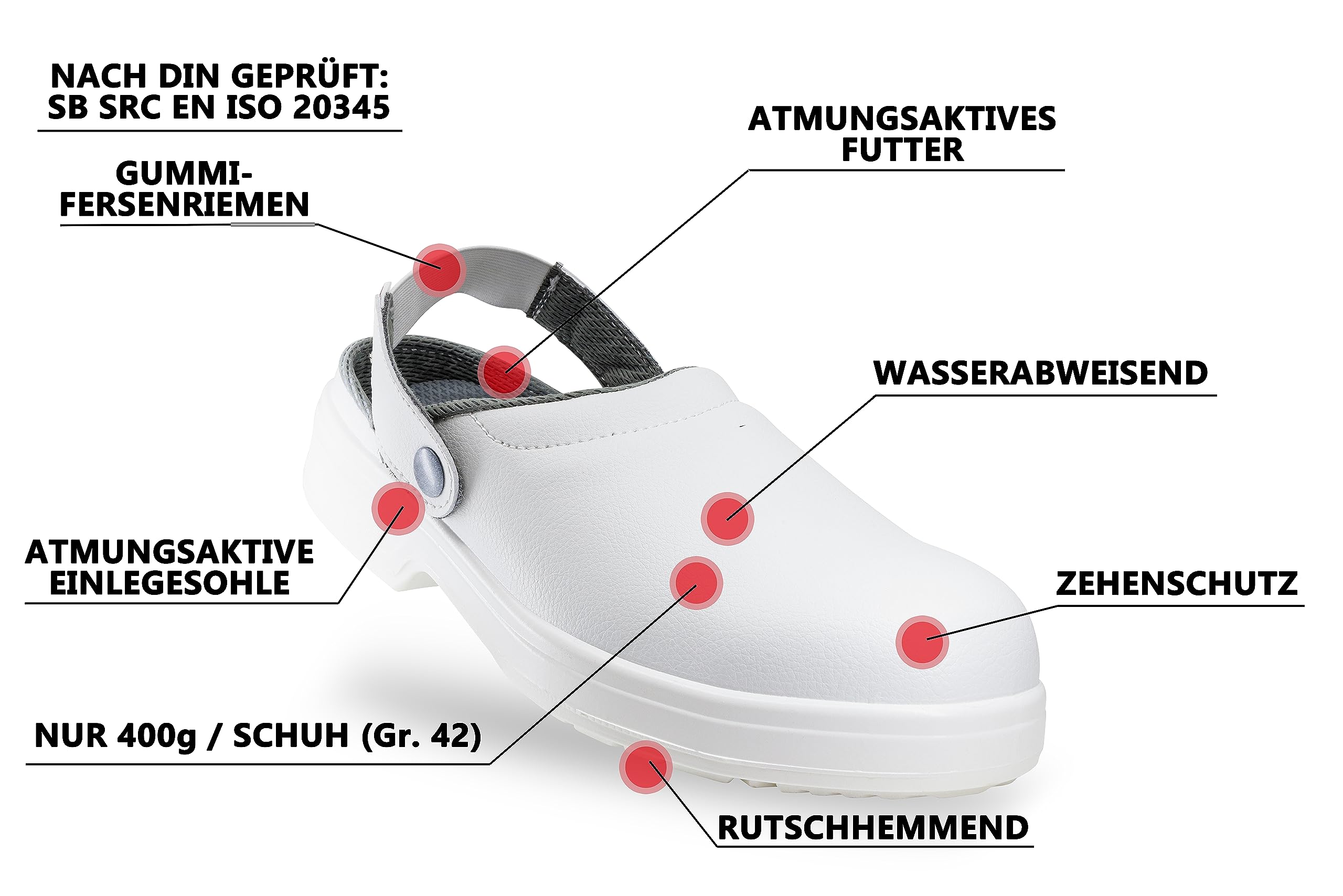 Slide SB Chaussures professionnelles plates Blanc