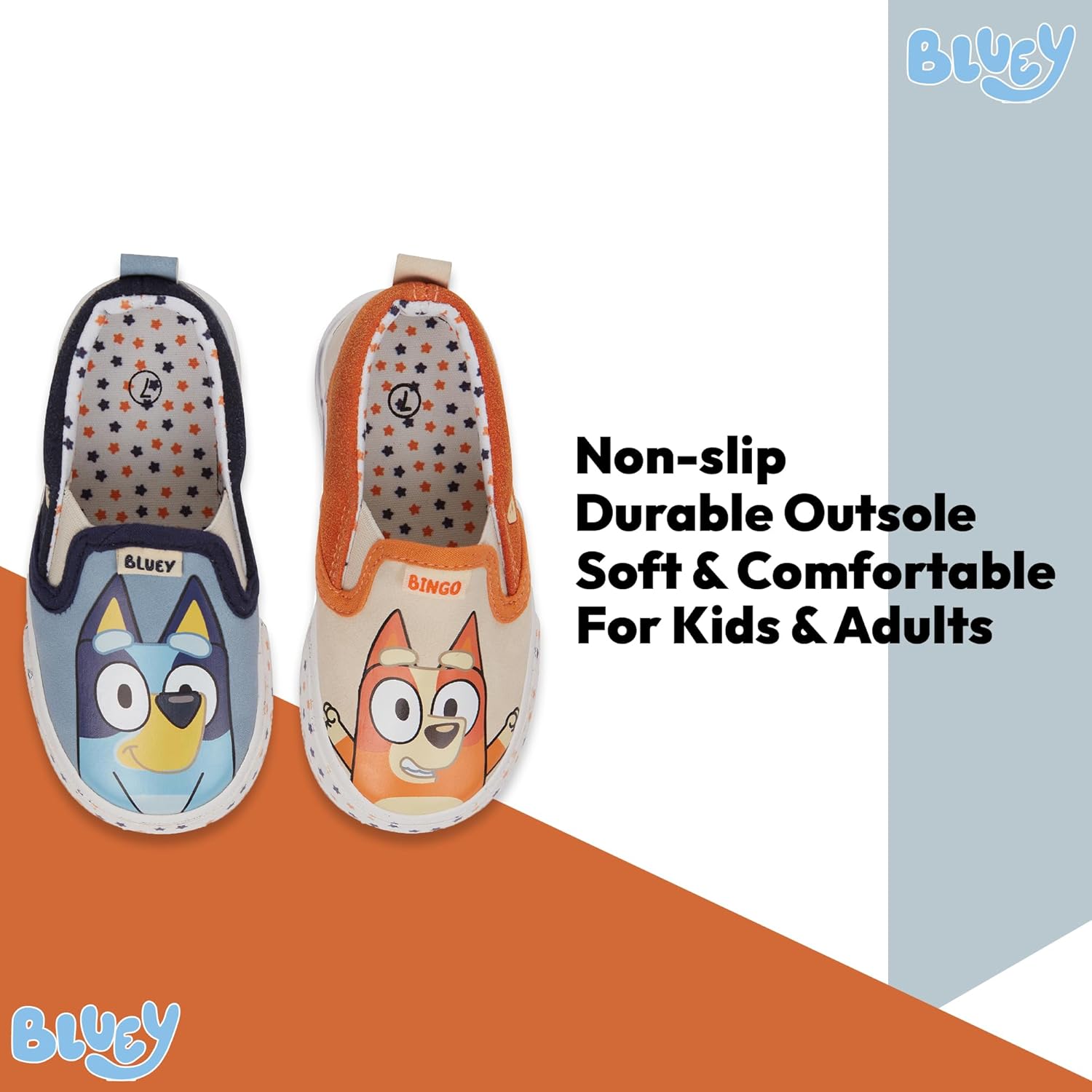 Bluey and Bingo Slip-On Sneakers, Bandit, Chilli - Slip On Sneakers for Kids - Image 2