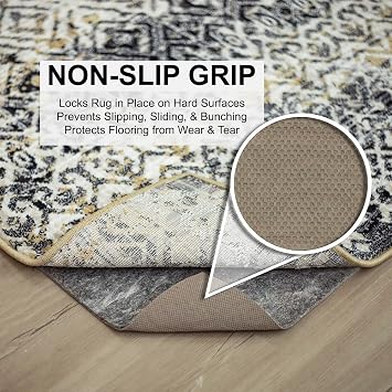 Mohawk Home Non Slip Rug Pad 2' 2 x 10'- 1/4 Thick Felt + Latex Rubber Gripper - Dual Surface Cushion for Hardwood, Carpet, Tile Floors, Made in USA