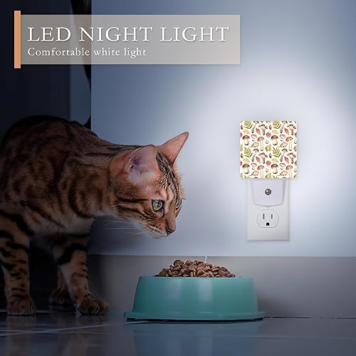 Miniatura 4 de Luz nocturna, setas y hojas, luces nocturnas enchufables a la pared para niños y niñas, decoración media redonda, luz nocturna LED, lámpara LED de